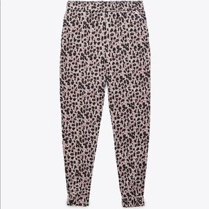 NWT Zara Satin Effect Leopard Print Jogging Pants Size XS‎